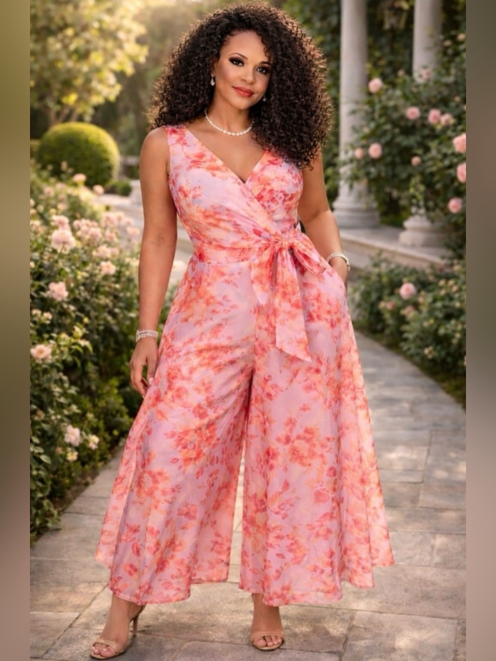 Adrianna Papell floral organza jumpsuit